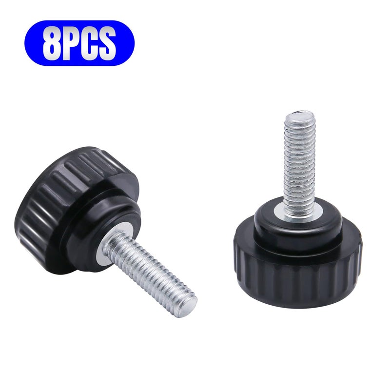 QIMAOO 8pcs Metric Male Thread Knurled, M6 x 20mm Black Thumb Screw Clamping Knobs Plastic Grip Threaded Knurled - Image 3